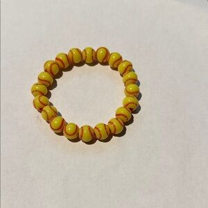 Yellow Baseball Bead Stretch Bracelet